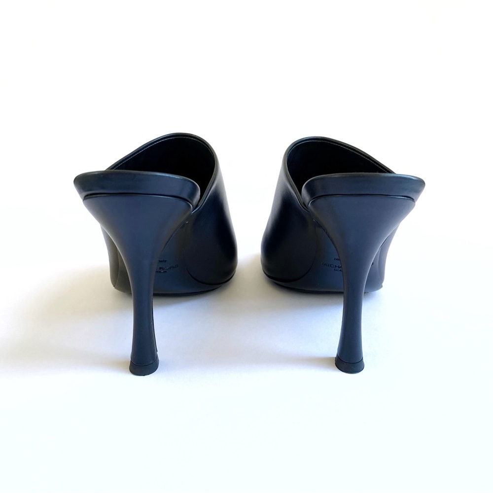 MICHAEL KORS COLLECTION BLACK LEATHER TINA RUNWAY SLIDE HEEL MULES - Picture 6 of 11